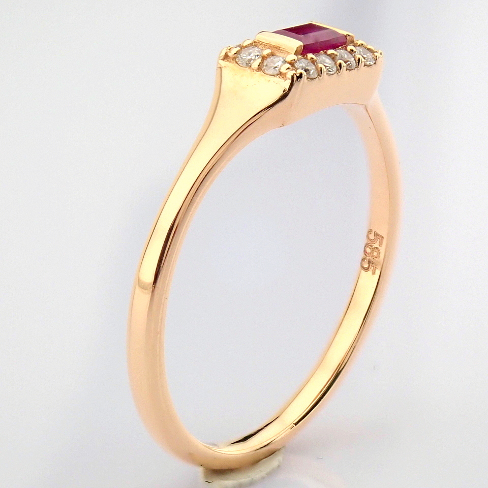 14K Rose/Pink Gold Diamond & Ruby Ring - Image 3 of 6