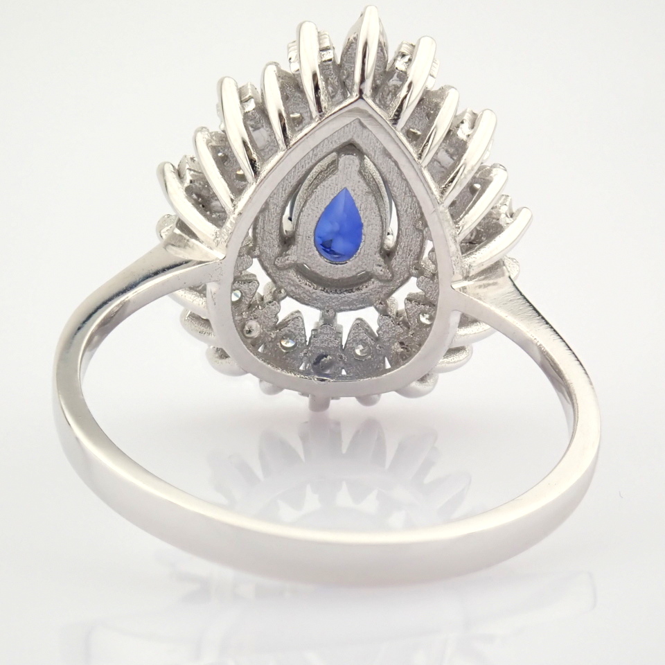 14K White Gold Diamond & Sapphire Ring - Image 6 of 7