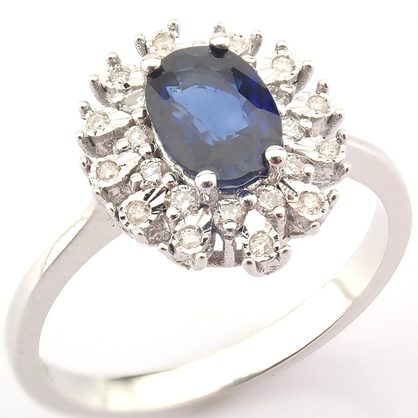 14K White Gold Diamond & Sapphire Ring - Image 2 of 7