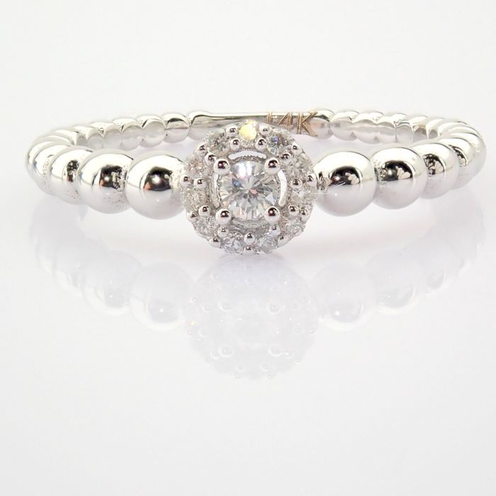 14 kt. White gold - Ring - 0.12 ct Diamond - Image 7 of 8