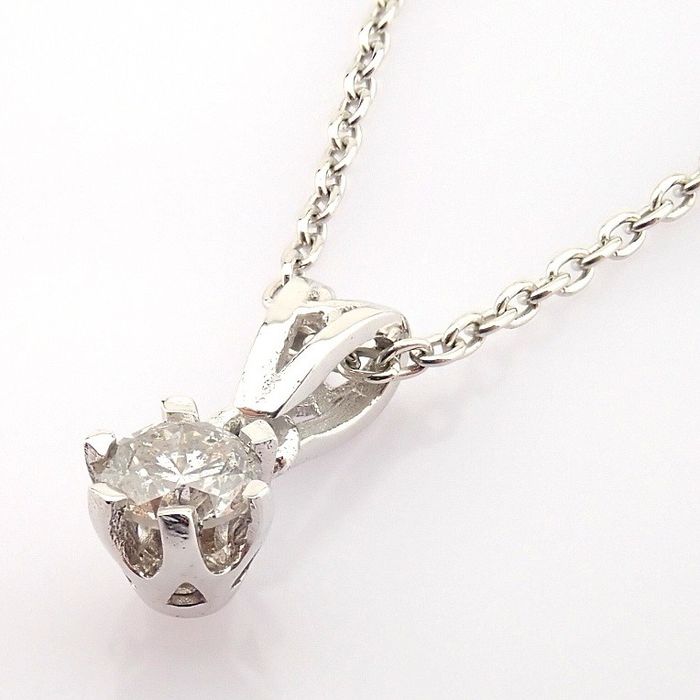 14 kt. White gold - Necklace with pendant - 0.12 ct Diamond - Image 3 of 7