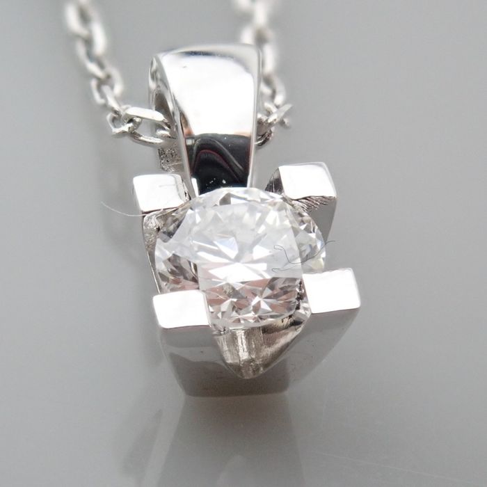 18 kt. White gold - Necklace with pendant - 0.18 ct Diamond - Image 7 of 7