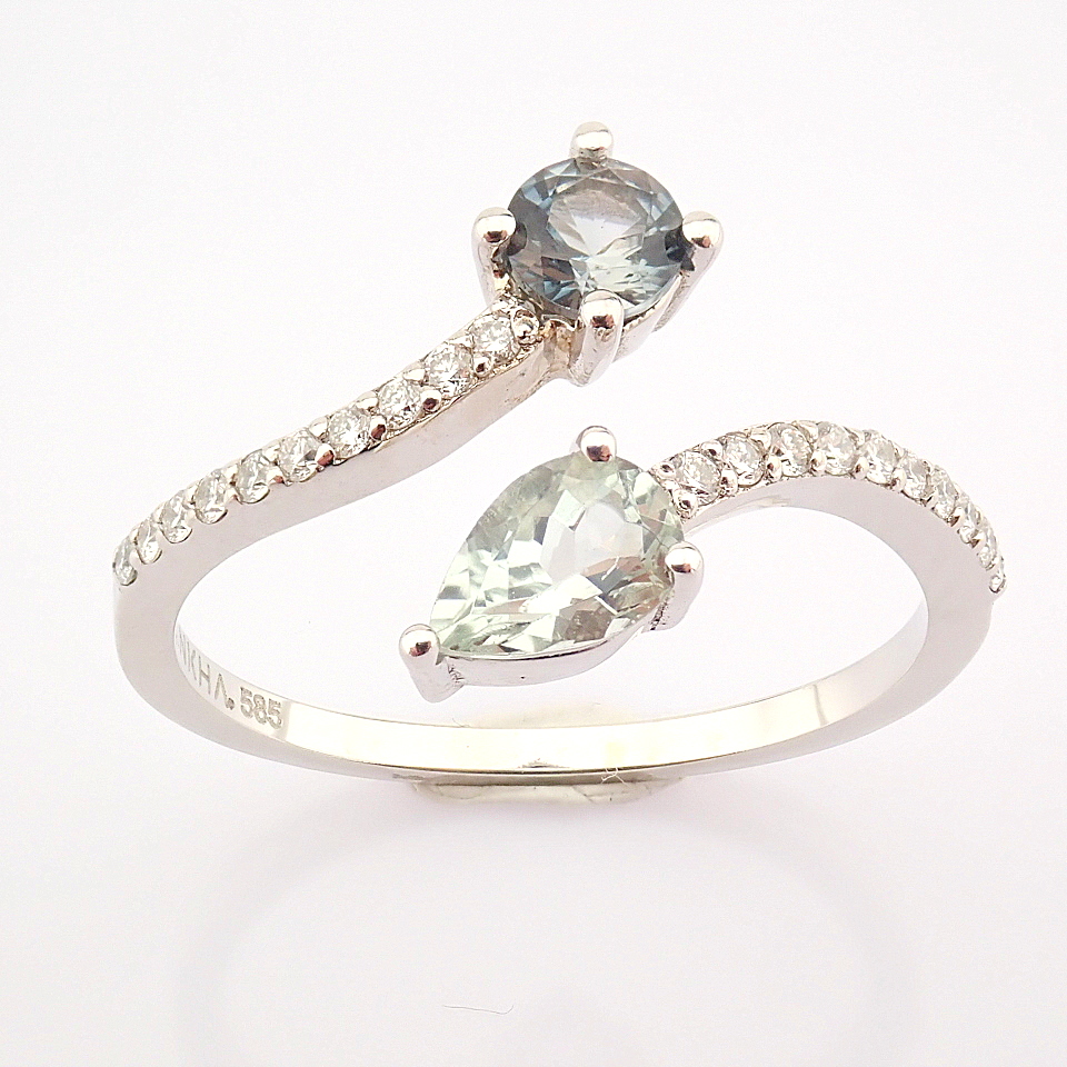 14K White Gold Diamond & Tourmaline Ring - Image 6 of 6