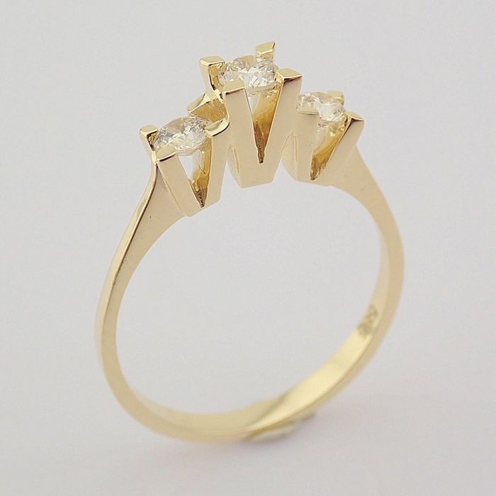 14 kt. Yellow gold - Ring - 0.42 ct Diamond - Image 3 of 6