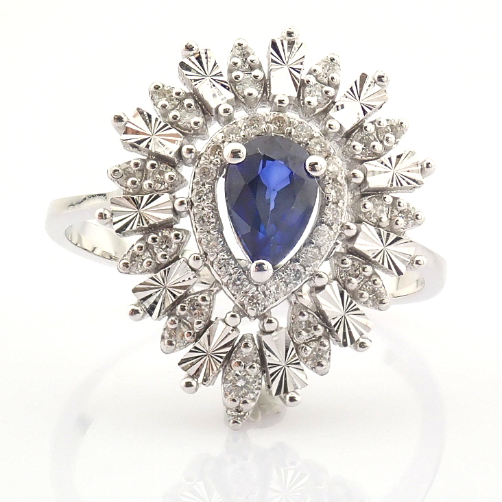 14K White Gold Diamond & Sapphire Ring - Image 4 of 7