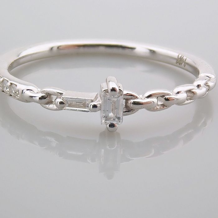 14 kt. White gold - Ring - 0.10 ct Diamond - Image 6 of 8