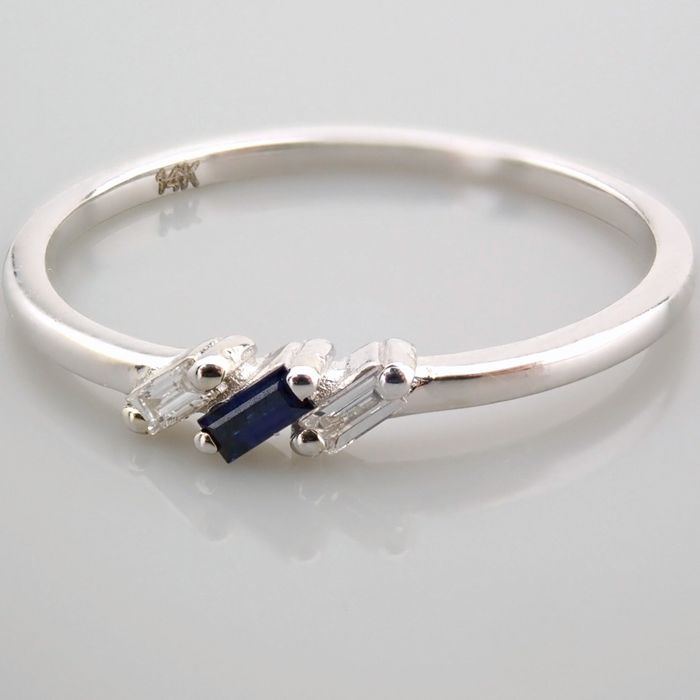 14 kt. White gold - Ring - 0.10 ct Diamond - SAPPHIRE - Image 4 of 6