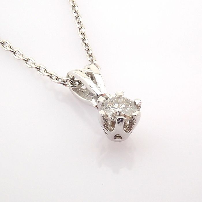 14 kt. White gold - Necklace with pendant - 0.12 ct Diamond - Image 4 of 7