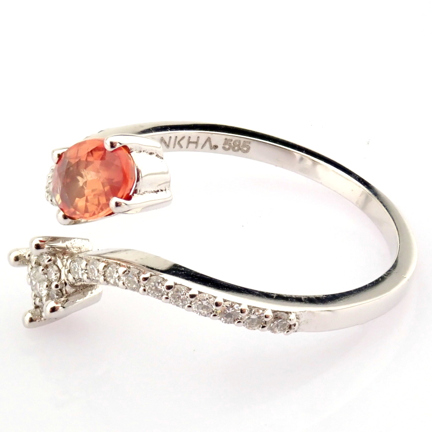 14K White Gold Diamond & Pink Sapphire Ring - Image 2 of 7