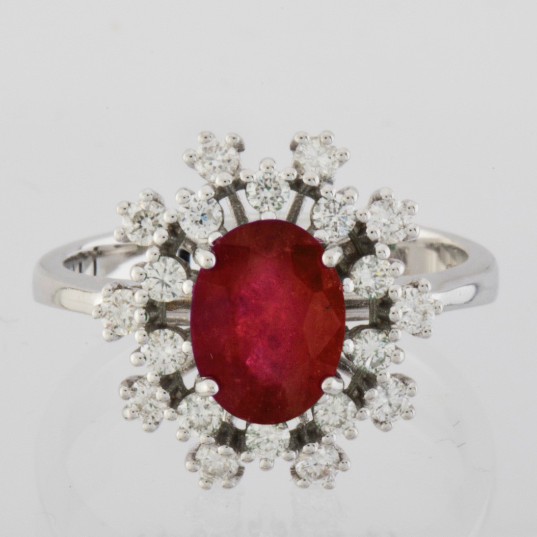 18K White Gold Ruby Cluster Ring Total 1.45 ct - Image 3 of 4