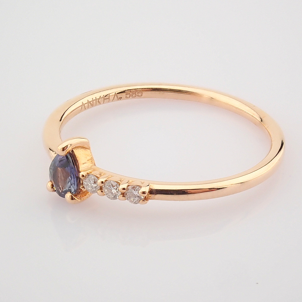 14K Rose/Pink Gold Diamond & Sapphire Ring - Image 3 of 5