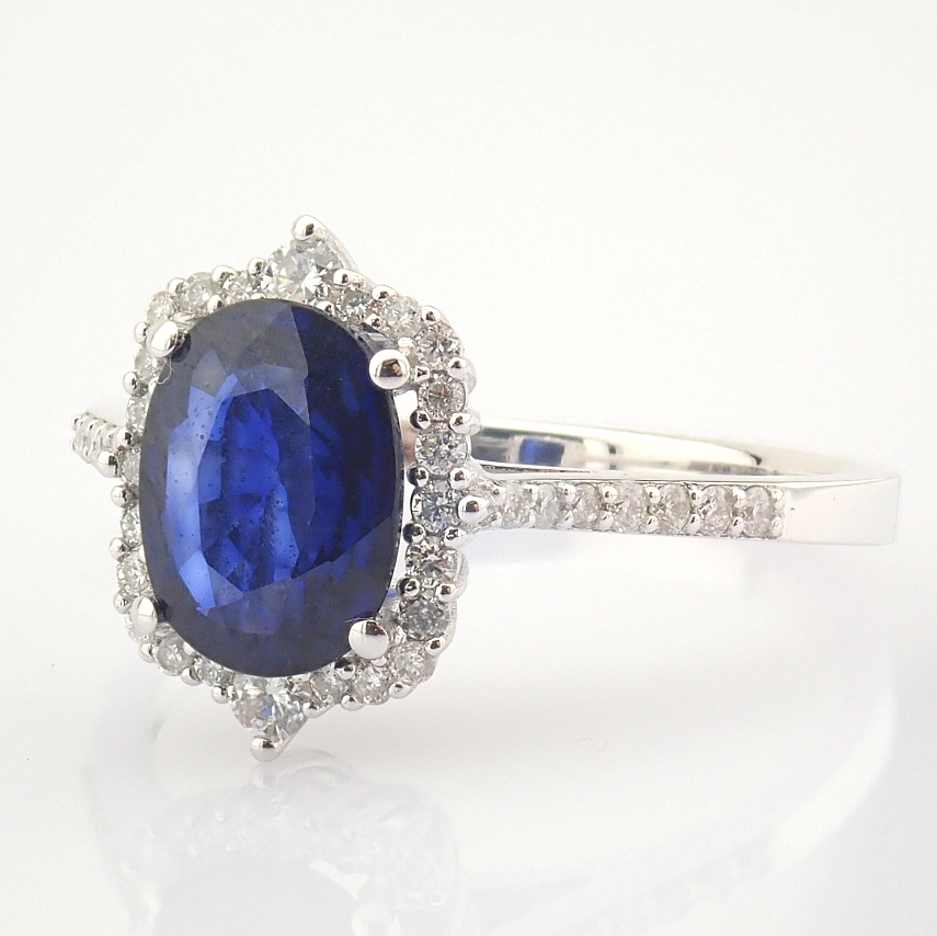 14K White Gold Diamond & Sapphire Ring - Image 7 of 8