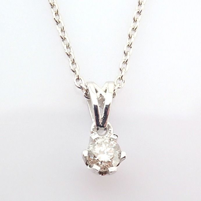 14 kt. White gold - Necklace with pendant - 0.12 ct Diamond