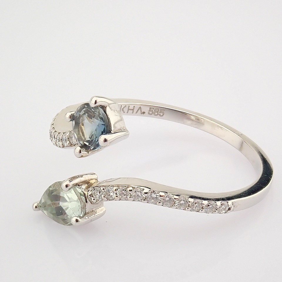 14K White Gold Diamond & Tourmaline Ring - Image 4 of 6