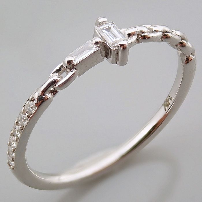 14 kt. White gold - Ring - 0.10 ct Diamond