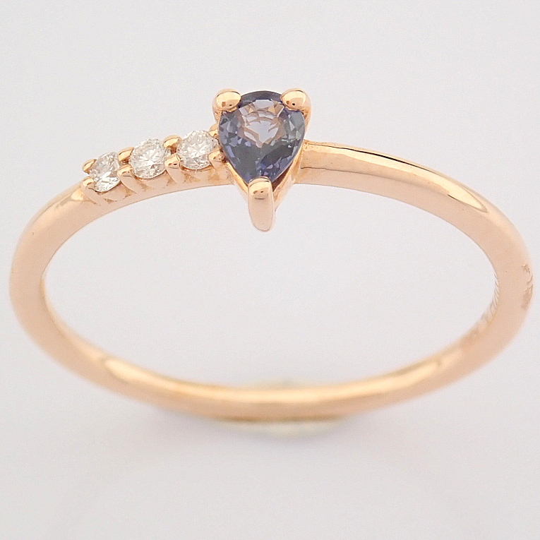 14K Rose/Pink Gold Diamond & Sapphire Ring - Image 5 of 5