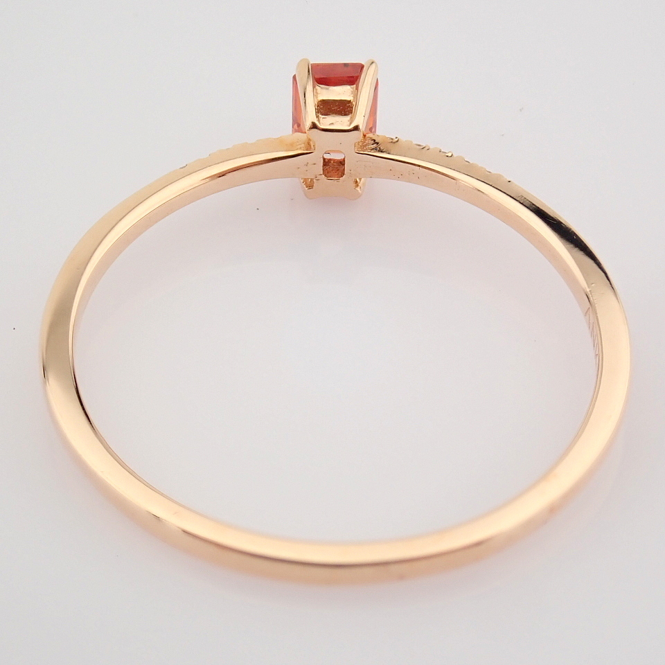 14K Rose/Pink Gold Diamond & Orange Sapphire Ring - Image 4 of 6