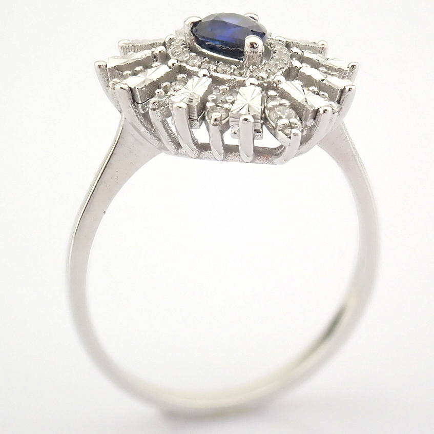 14K White Gold Diamond & Sapphire Ring - Image 3 of 7