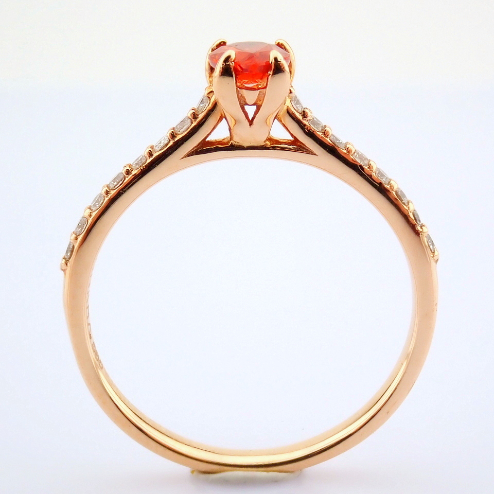 14K Rose/Pink Gold Diamond & Orange Sapphire Ring - Image 2 of 7