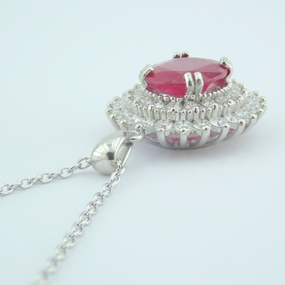 14K White Gold Diamond & Ruby Necklace - Image 11 of 11