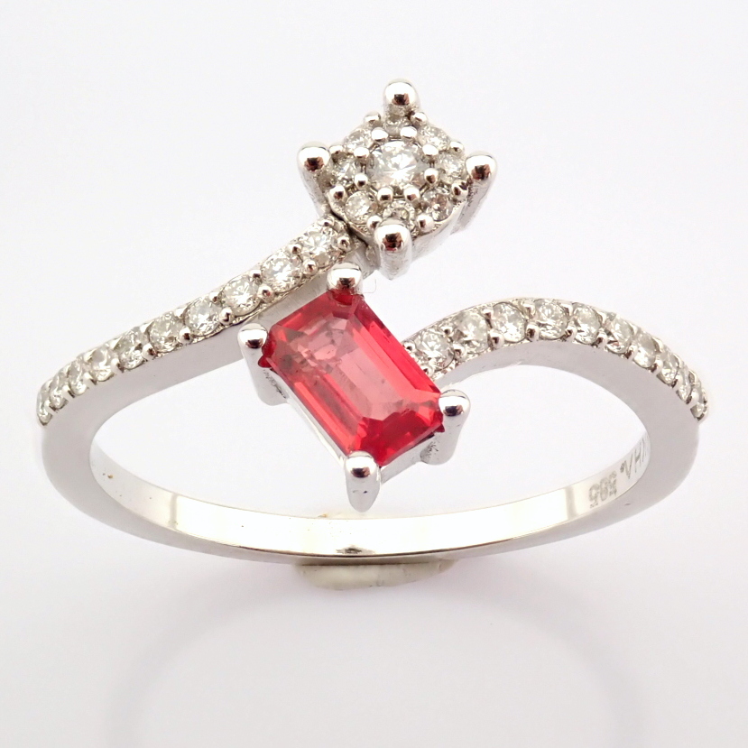 14K White Gold Diamond & Pink Sapphire Ring - Image 6 of 6