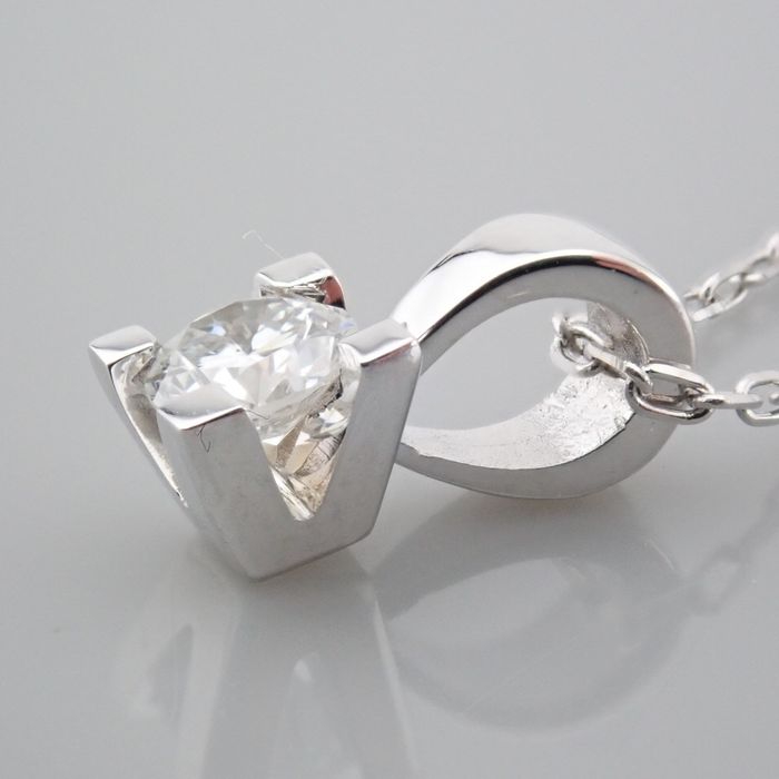 18 kt. White gold - Necklace with pendant - 0.18 ct Diamond - Image 6 of 7