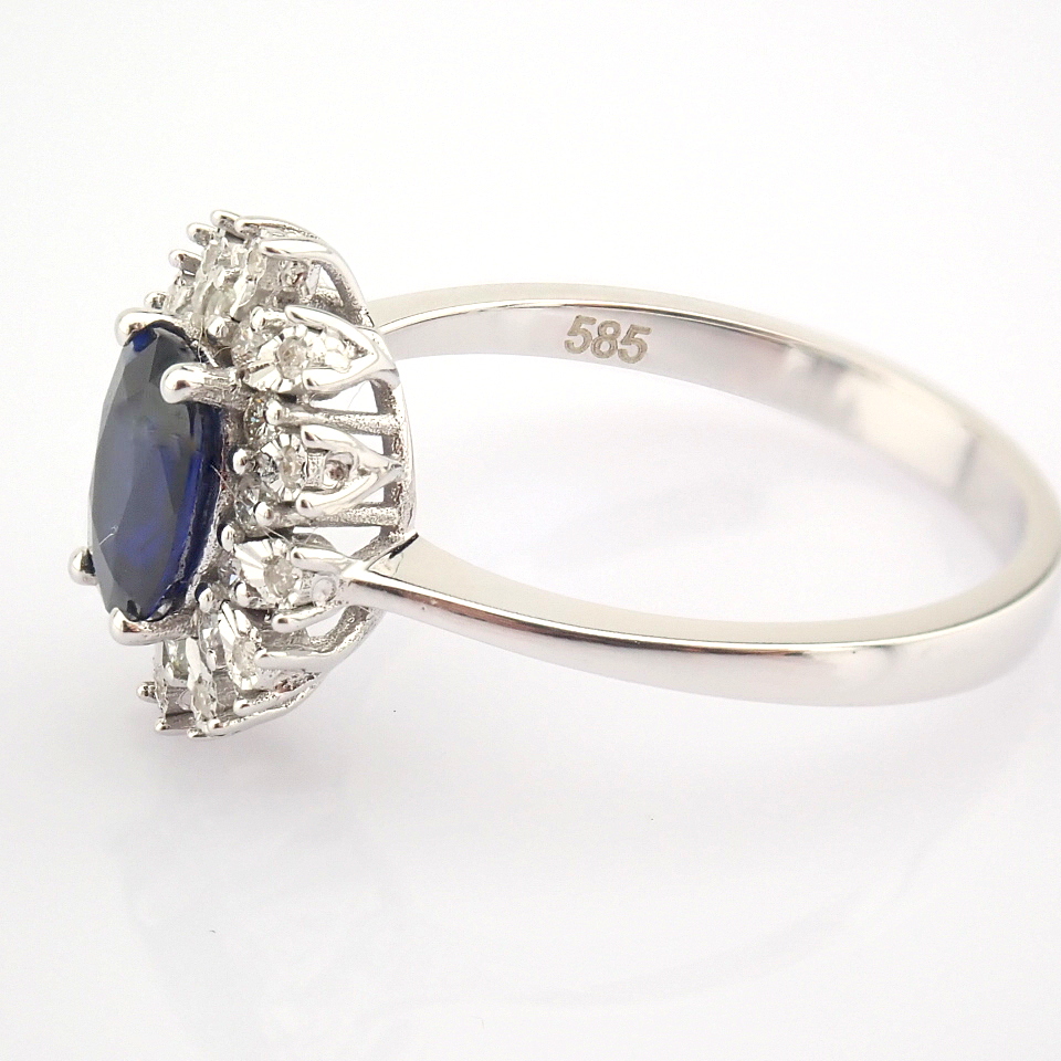 14K White Gold Diamond & Sapphire Ring - Image 6 of 7