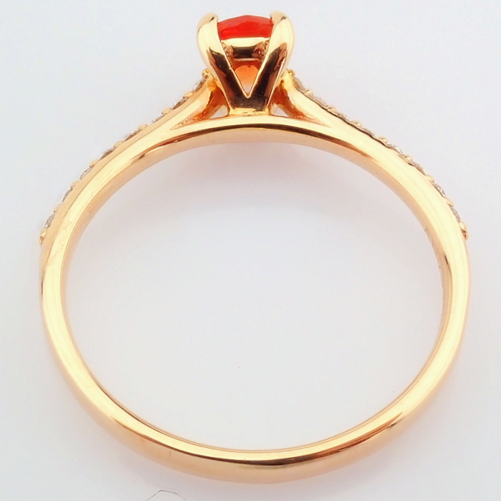 14K Rose/Pink Gold Diamond & Orange Sapphire Ring - Image 6 of 7