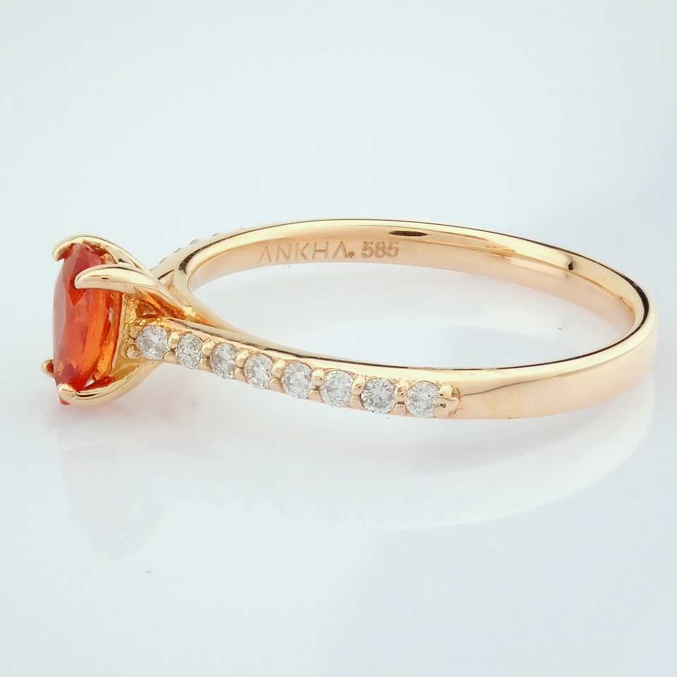 14K Rose/Pink Gold Diamond & Orange Sapphire Ring - Image 5 of 7