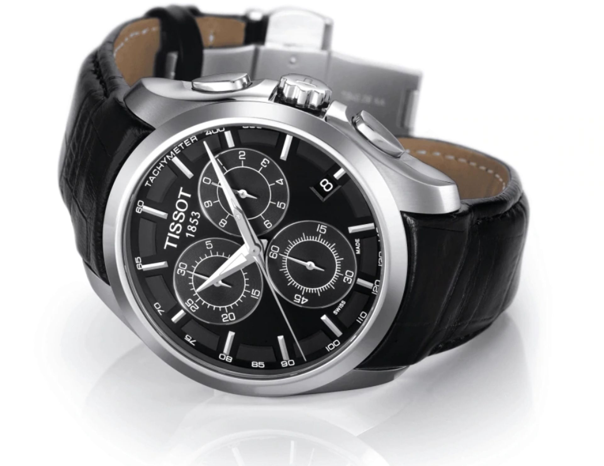 Tissot Couturier Men's Black Leather Strap Chronograph Watch T035.617.16.051.00 - Image 7 of 11