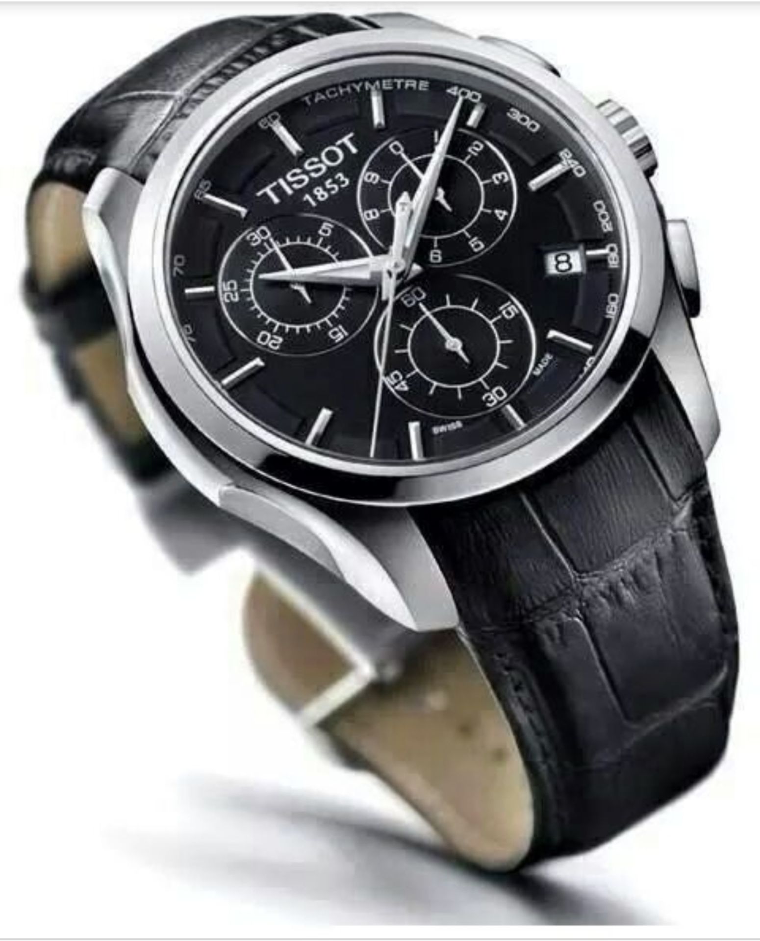 Tissot Couturier Men's Black Leather Strap Chronograph Watch T035.617.16.051.00 - Image 9 of 11