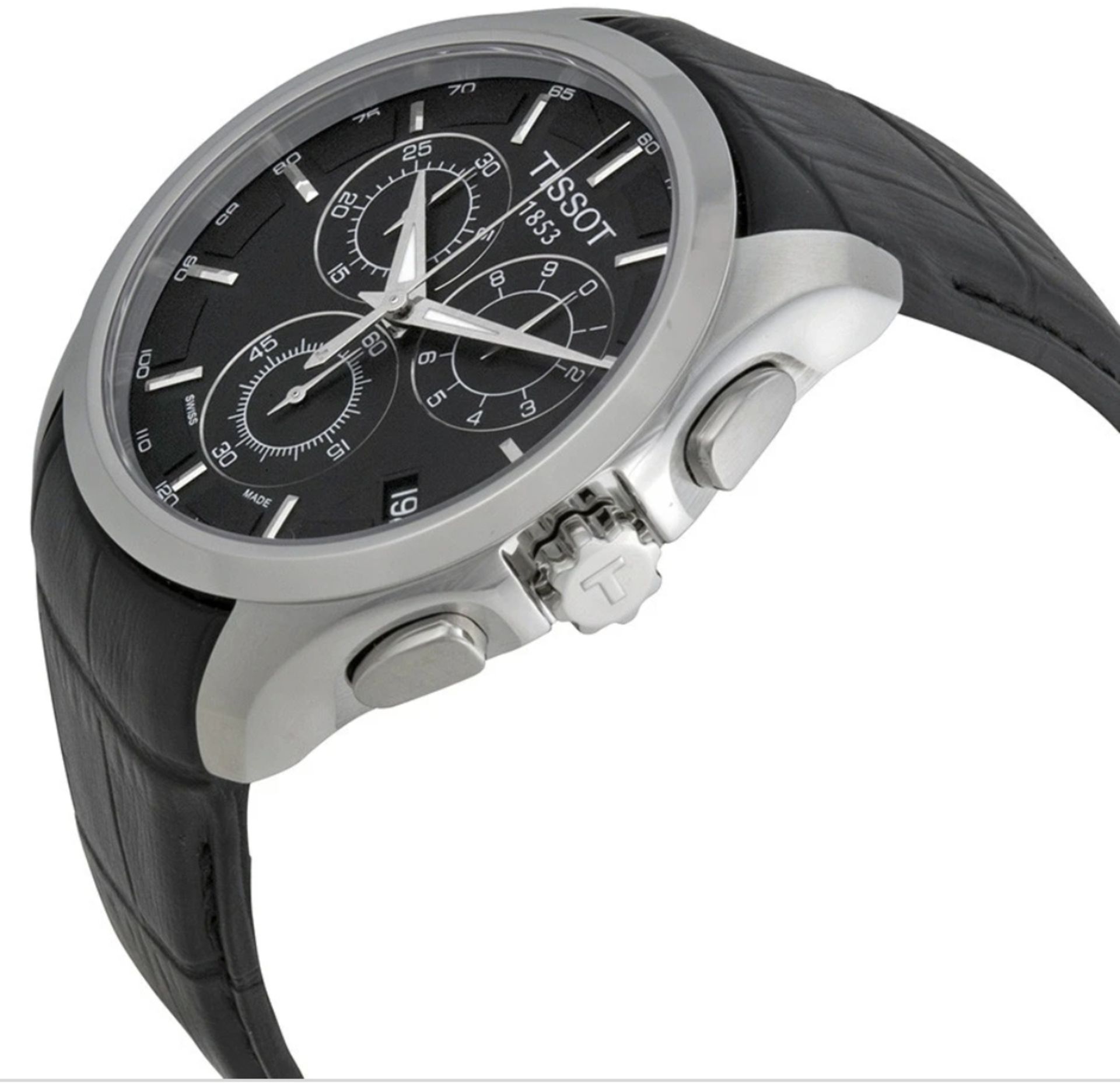 Tissot Couturier Men's Black Leather Strap Chronograph Watch T035.617.16.051.00 - Image 10 of 11