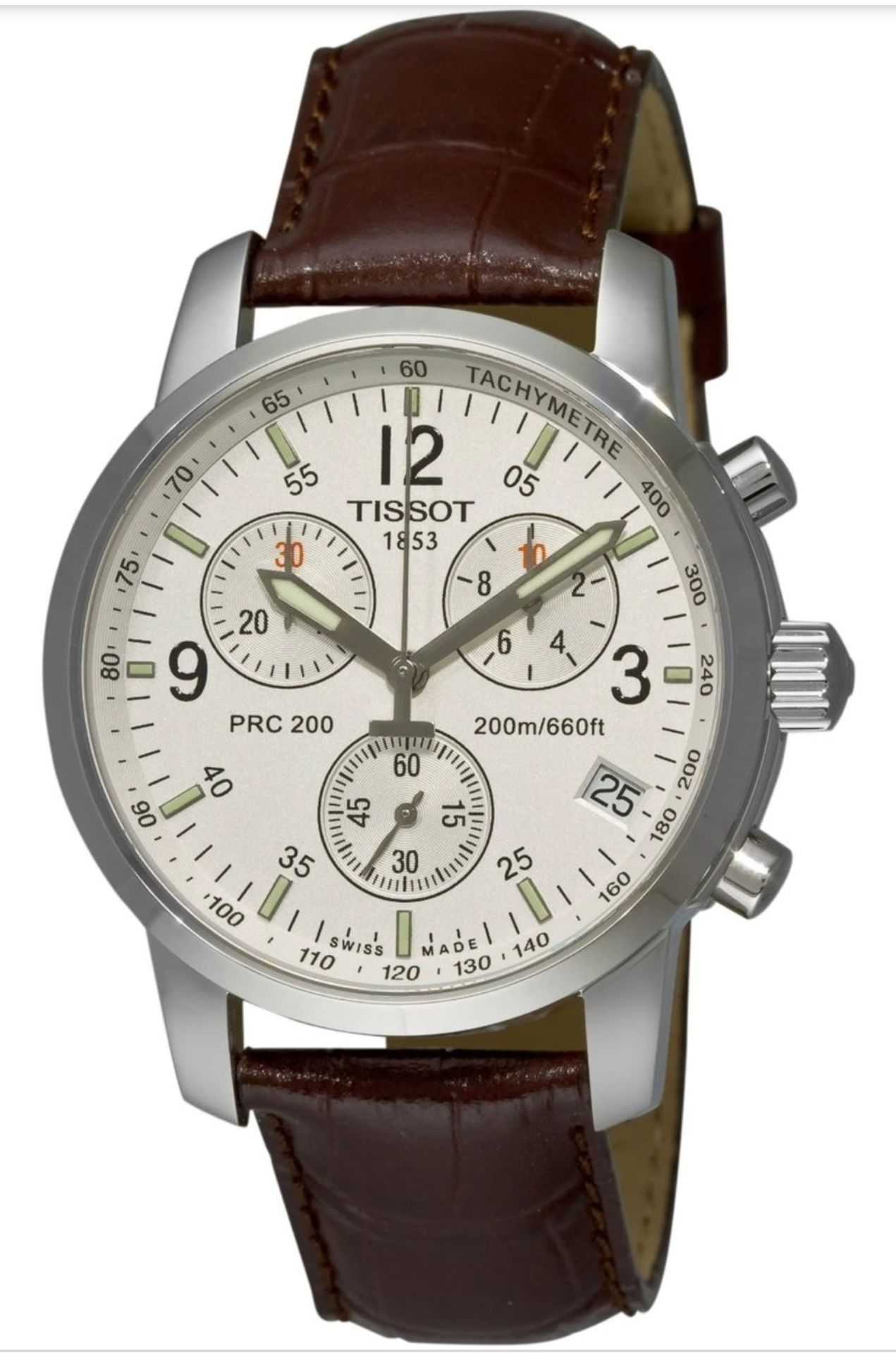 Tissot T-Sport Prc200 Chronograph Men's Brown Leather Strap Watch T17.1.516.32