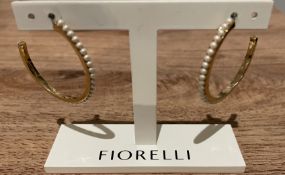 Fiorella Designer Pearl Hoop Earrings