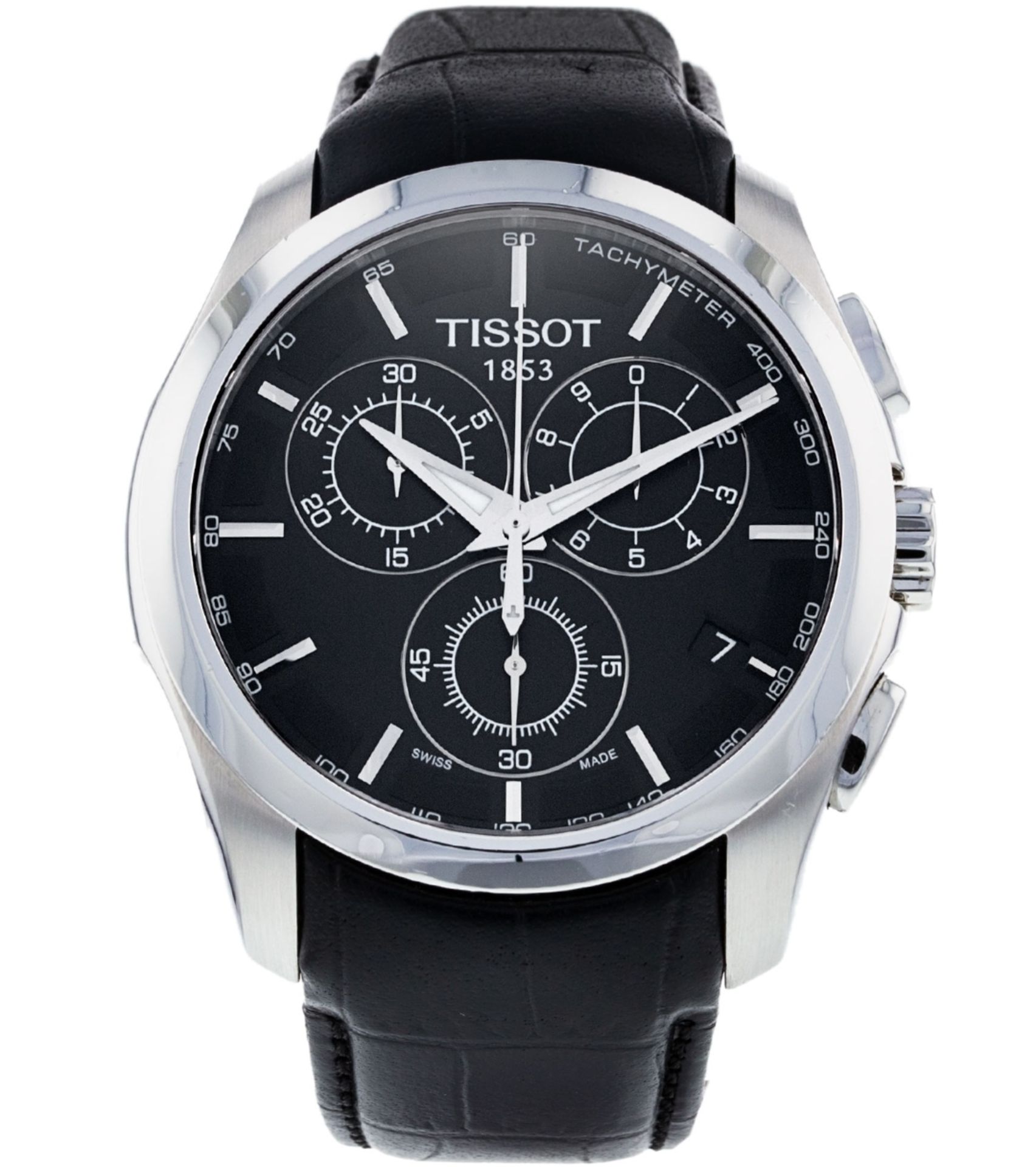 Tissot Couturier Men's Black Leather Strap Chronograph Watch T035.617.16.051.00 - Image 3 of 11