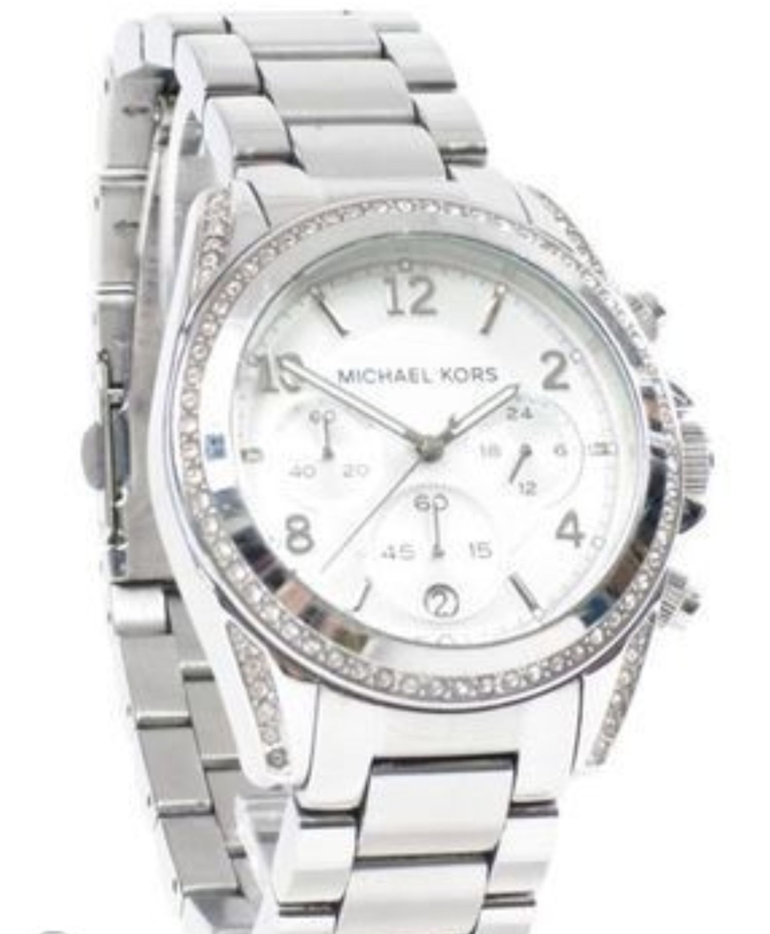 Michael Kors Mk5165 Women's Silver Bracelet Chronograph Quartz Watch - Image 9 of 11