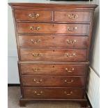 Antique Georgian Tallboy or Chest on Chest Swan Neck Handles & Bracket Feet