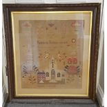 Antique Vintage Large Lancashire Sampler c1851 Isobel Collins Scotch Church