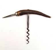 Vintage Corkscrew Antler Handle & Can Spike