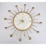Retro French Phinney Walker Transistor Sunburst Wall Clock