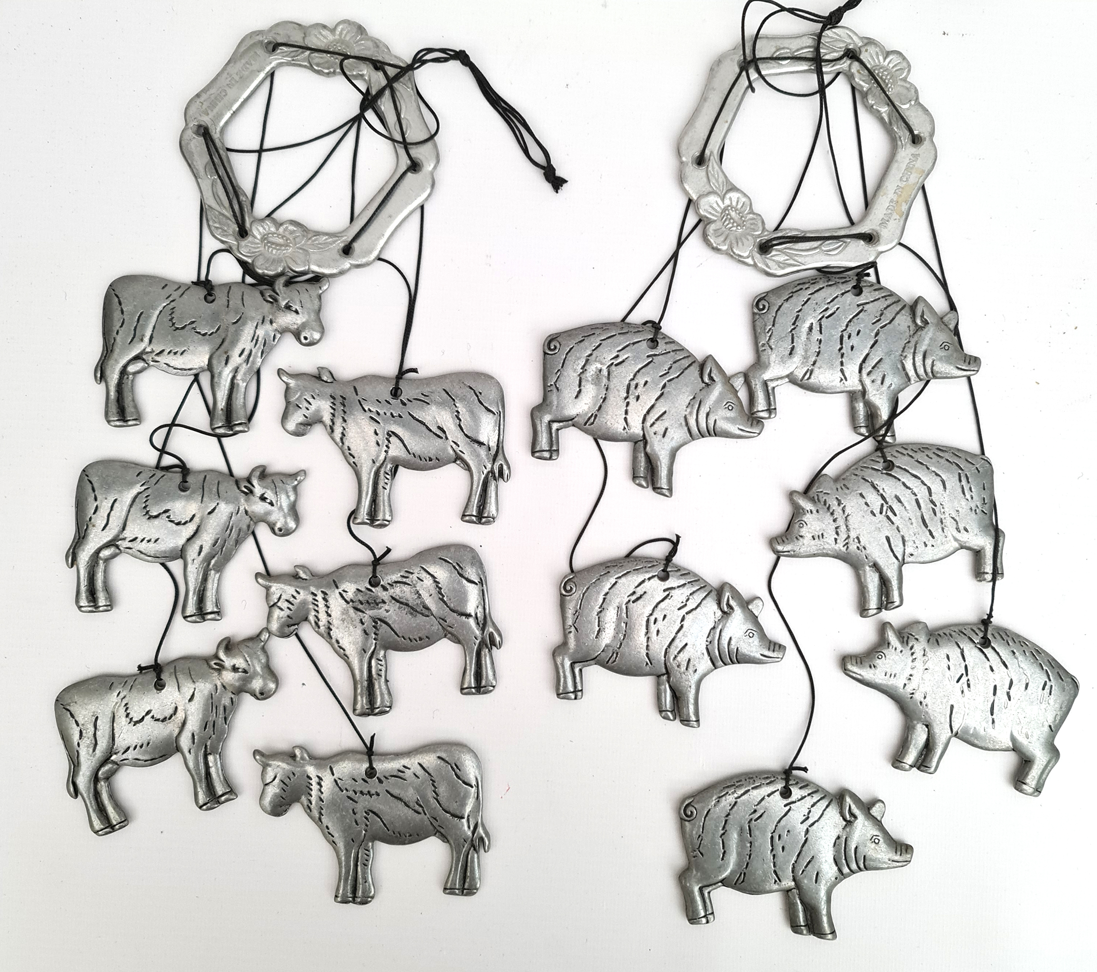 Metal Pig & Cow Wind Chimes