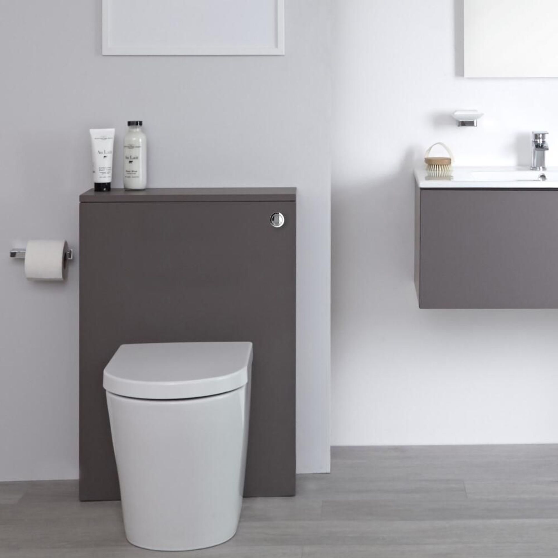 New (P31) Valesso 600mm Full Depth Wc Unit - Onyx Grey Gloss. Rrp £249.99. Pre-Assembled Dura...