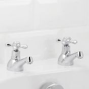 New (P157) Etel Chrome-Plated Bath Pillar Tap, Pack Of 2 High And Low Pressure - Suitable For A...