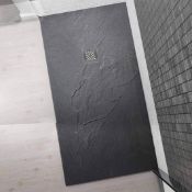 New 1800X900mm Rectangle Black Slate Effect Shower Tray. Rrp £749.99.A Textured Black Slate E...