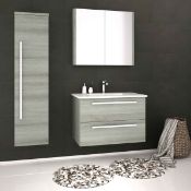 New (R77) Grey Ash 2 Drawer Wall Mounted Vanity Unit 600mm. RRP £485.00. Comes Complete With ...
