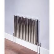 New (R21) 600x826mm Horizontal Double Column Brushed Stainless Steel Radiator. RRP £706.80.