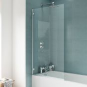 New (R121) 1500x800mm Fixed Panel Bath Screen. Reversible, Chrome, Clear Glass.