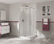 NEW (H162) 760mm Corner Entry Shower Enclosure. Corner Entry Sliding Door Telescopic Glass Cubi...