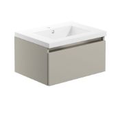 New (S142) Carino 600mm 1 Drawer Wall Hung Pebble Grey Vanity Unit. RRP £165.99. Fully Handlel...