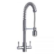 New (S156) Prima Plus Professional Chrome Dual Lever Spray Kitchen Mixer Tap. Chrome Finish Kit...